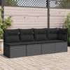 VidaXL Garden Sofa with Cushions 4-Seater Black Wicker 365964
