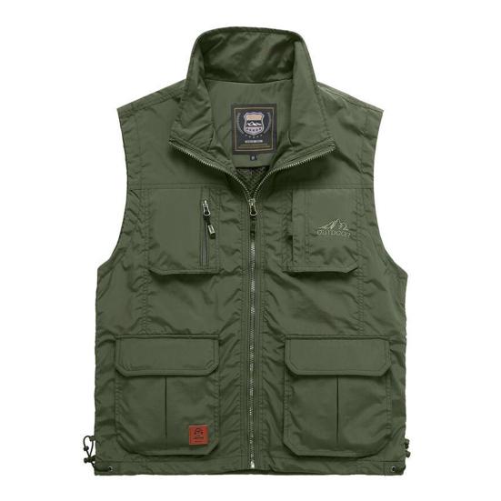 Летний рыболовный жилет с несколькими карманами, однотонный сетчатый дышащий быстросохнущий жилет для улицы