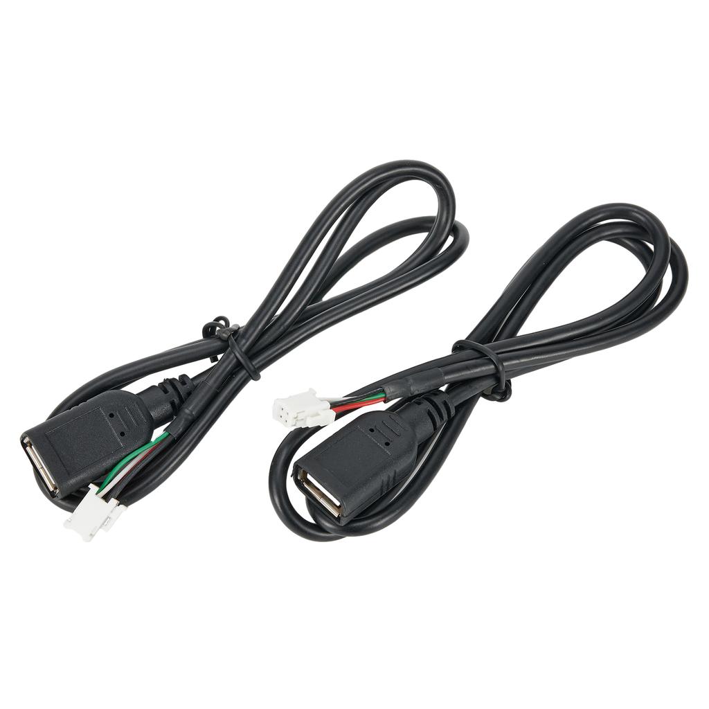 2 Pcs 75 Cm 4 Pin And 6Pin Connector USB Extension Cable Adapter Black For An Car Radio Stereo Battery Charging Units