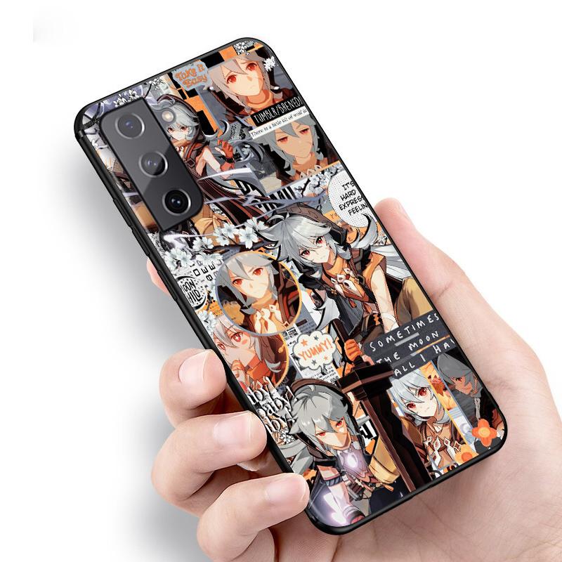 Genshin Impact для Samsung Galaxy S22 S21 S20 FE Ultra Pro Lite S10 5G S10E S9 S8 S7 S6 Edge Plus черный чехол для телефона