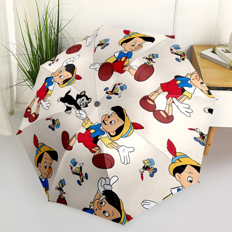 1pc PinocchioDesign Automatic Open/close Folding Umbrella - Compact Travel Umbrella, Heavy-Duty 8-Rib Construction y250