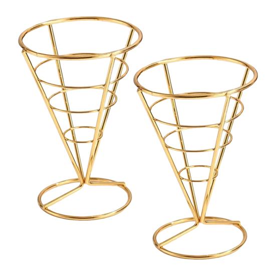 Ice Cream Cone Holders Stainless Steel French Fries Stands Food Cone Display