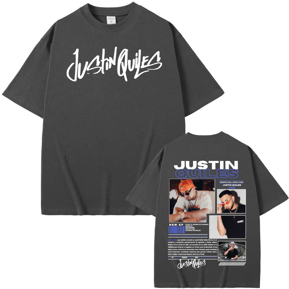 Singer Justin Quiles Album 2025 Tour Graphic T-shirt Men's Clothing Vintage Hip Hop T Shirts Cotton Loose Short Sleeve Tee Shirt