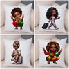 Мода Мультяшная Африканская Девушка Наволочка Мягкая Плюшевая Наволочка для Подушки для Дивана Домашний Декор Милая Черная Женщина Наволочка для Подушки