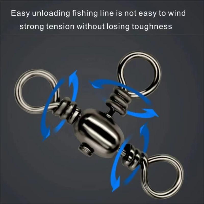 50PCS/Bag  Black Nickel Plating Three-Prong Connector T-Swivel Sub-Line Splitter Outdoor Fishing Bazi Ring Fishing Accessories