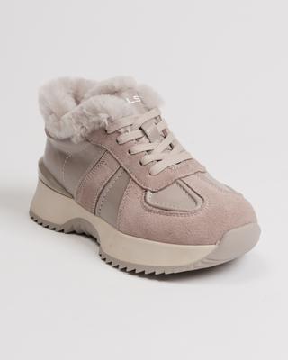 Кроссовки с мехом Allsy 77127 36 серые замша кожа мех шерсть