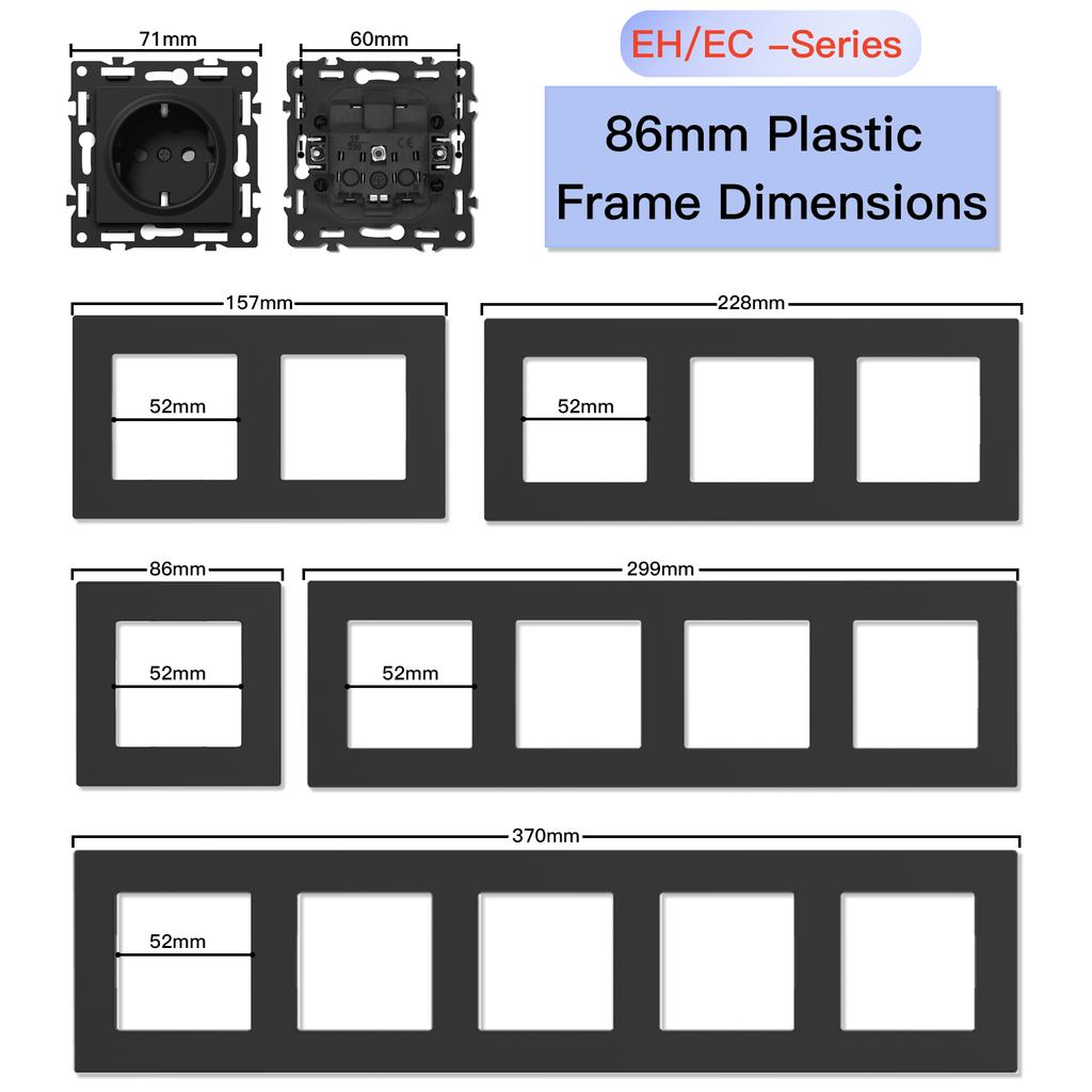 BSEED Только пластиковая рамка одинарная двойная тройная рамки матовая подходит для серии E настенная розетка кнопочный переключатель DIY часть белый
