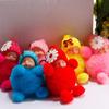 Bowknot Fluffy Pompom Plush Doll Hanging Pendant Key Ring Keychain