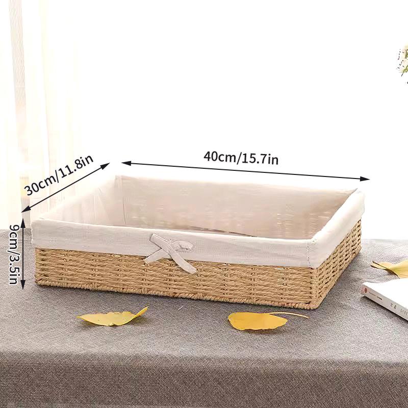 Large Wicker Bread Basket With Linen Liner Handmade Rattan Bread Serving & Storage Basket Snack Sundries Cosmetic Storage Case