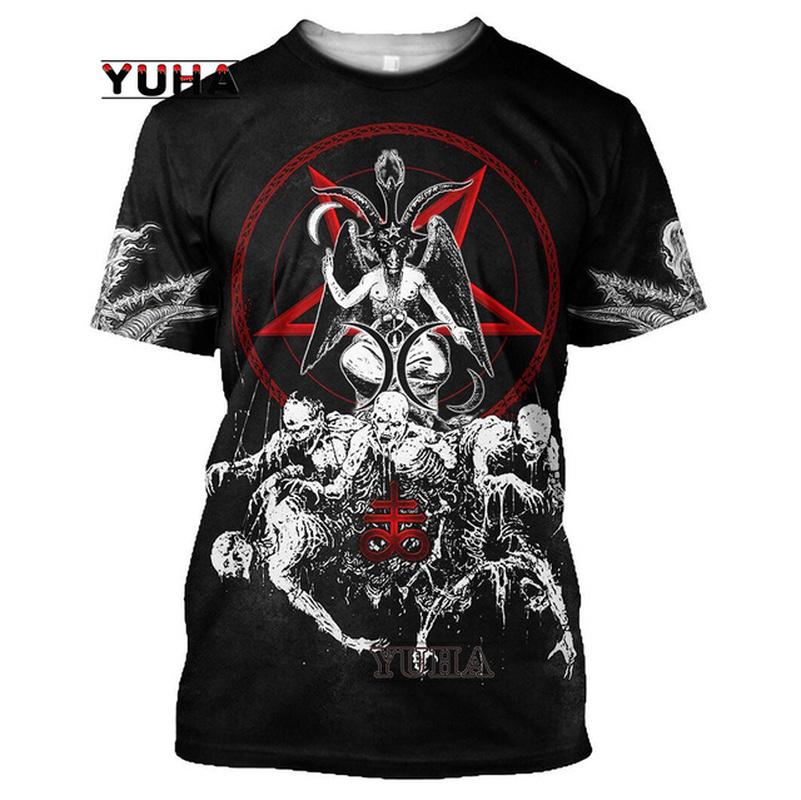 Мужские футболки с 3D принтом Reaper Skull Angel And Demon, летняя мода, рубашки с короткими рукавами в стиле Харадзюку, топы унисекс, футболки
