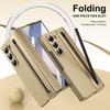 Business Electroplated PU Leather Phone Case for Samsung Z Fold 3 4 5 6 7 With Stylus Built in HD Screen Protector Hard Cover