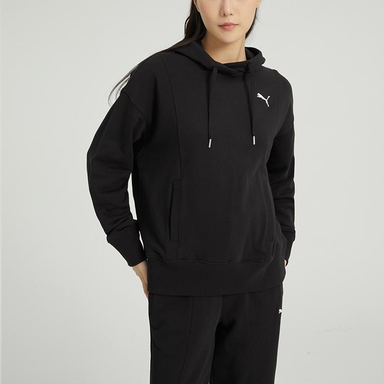 Puma Толстовка с капюшоном и логотипом бренда, однотонная, женская, черная 676653-01