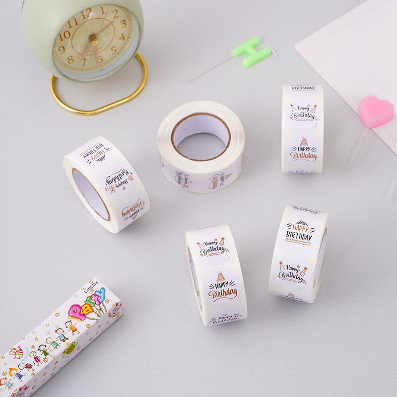 100-500pcs 1inch Cute Happy birthday Stickers for Gift Wrapping Decoration Envelope Sealing Label Kids toys Stationery Stickers