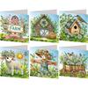 6Pcs Easter Rabbit Rhinestone Painting Card Kit Diamond Daily Wish Card Diamond Painting Greeting Card for Holiday Party Favors
