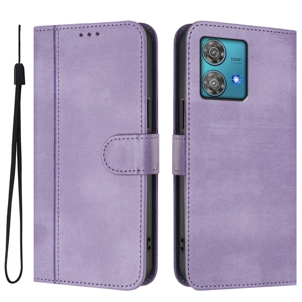 For Motorola Edge 40 Neo 5G Cases Wallet Stand Retro Texture Leather Phone Cover with Lanyard