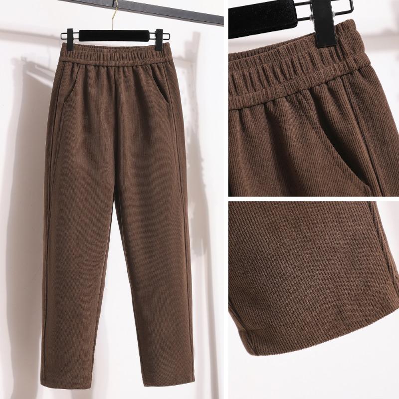 Dimanaf Осень-зима Большие размеры Женская одежда шаровары брюки большого размера Длинные брюки с эластичной талией Винтаж Повседневная женская свободная одежда 2025