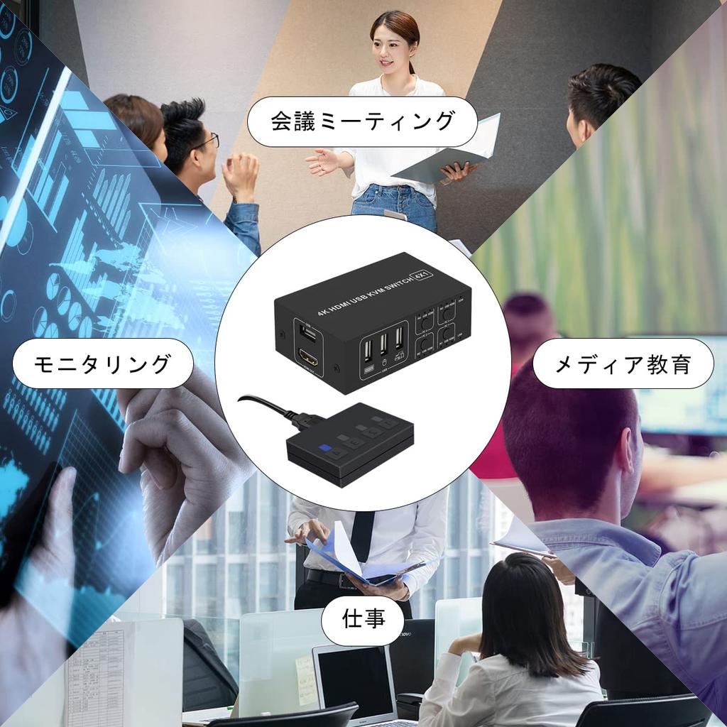 Kvm Switch Hdmi 4K Kvm Switch HDMI Switch 4 Ports 4 Ultra HD 4K 60Hz Sprinter USB Sharing Compatible with USB Hard Disk No Need for Power Supply with