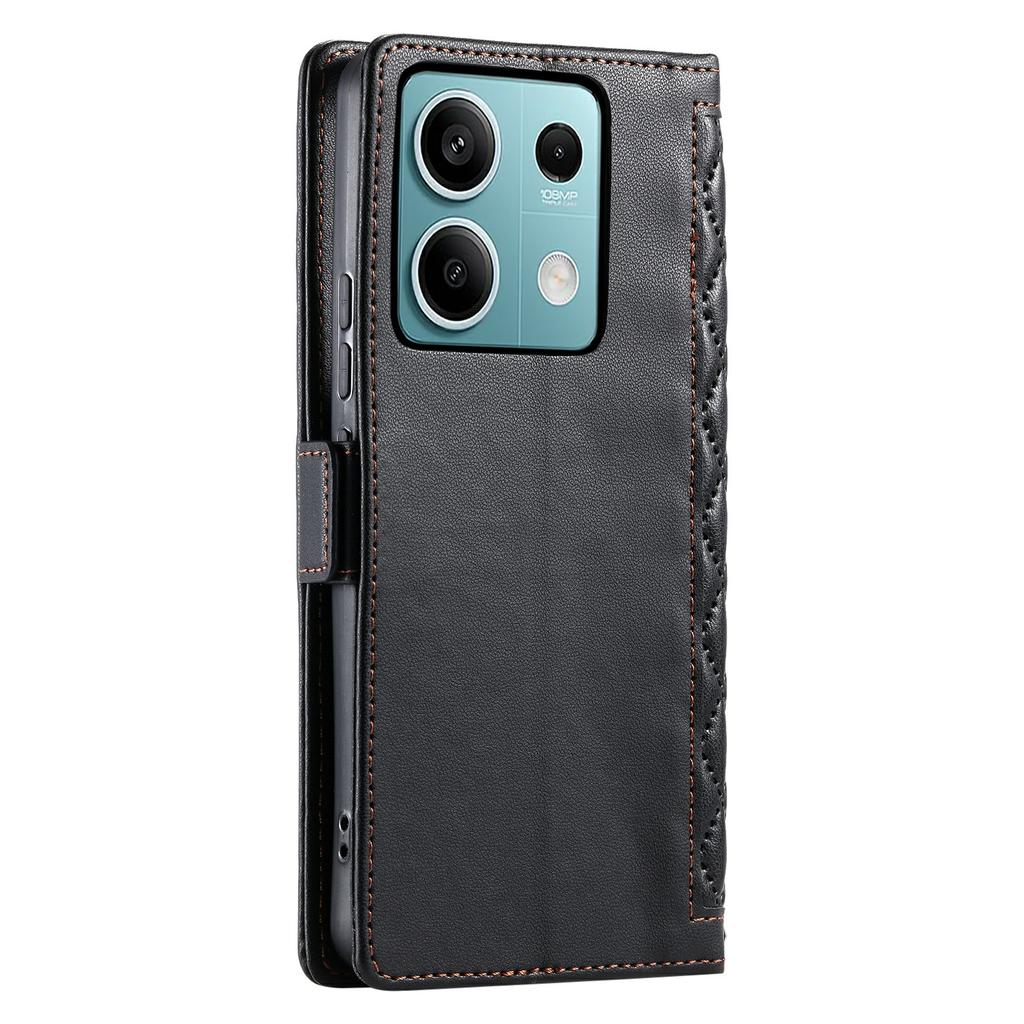 For Xiaomi Redmi Note 13 5G Leather Case Rhombus Texture Wallet Stand Phone Cover with Wrist Strap