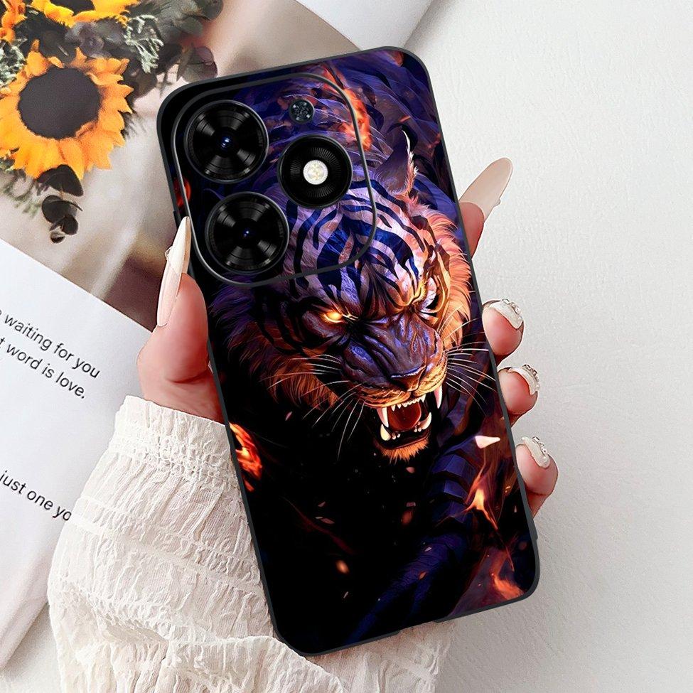 Для Tecno Spark Go 2024 BG6 Задняя крышка Для Tecno Spark Go 2024 Чехол Модный Роскошный Цветы Милый Мультяшный Кот Ударопрочный Силиконовый