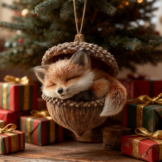 12Pcs Woodland Animal Acrylic Ornaments 2D Printed Christmas Tree Decor Forest Theme Holiday Hanging Pendants