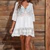 Swimsuit Cover Up Solid Color Deep Lace Quick V Neck Dry Swimwear Dress