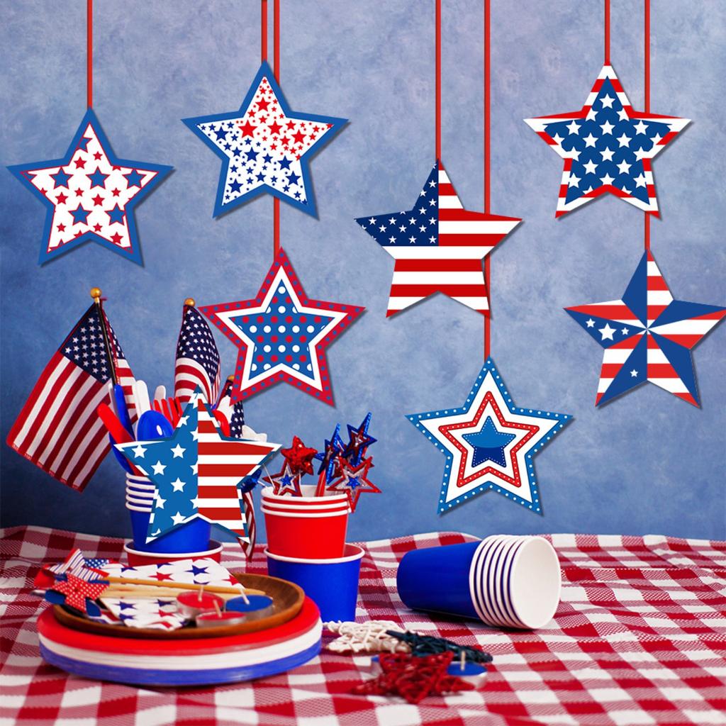 U.S. Independence Day Theme Single Sided Pentagram Hanging Party Scene Arrangement Decoration Hanging Supplies