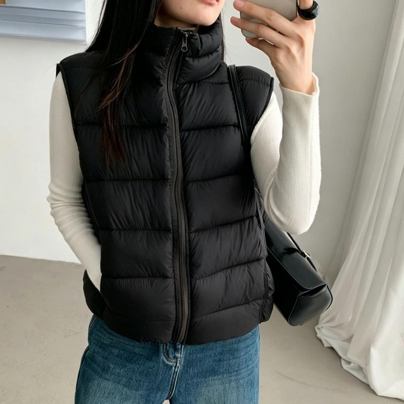 Winter new stand-up collar vest fashionable versatile ribs loose foreign style women's vest jacket