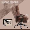 Office Chair, Heated and Massaging, Adjustable Height, Reclining Backrest, 66 x 74 x 121.5 cm, Brown
