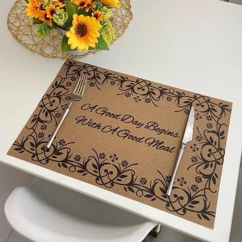 Джутовый ПВХ Плейсмат Квадратный Имитация Пеньки Ретро Изоляционная Подкладка Скандинавский Моющийся Плетеный Коврик для Еды Плейсмат для Декора Обеденного Стола Подкладка