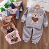 New Winter Baby Girls Boys Homewear Sets Autumn Fashion Flannel Fleece Clothes Kids Cartoon Bear Sleepwear Children Pajamas