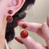 Ankela Red Ribbon Bow-Knot Vintage Stud Earrings For Women Korean Ins Autumn Winter Simple Bow Geometric Earring