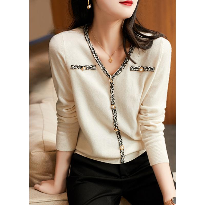 Весна и Осень Новый Пуловер на Пуговицах Вязаный Свитер Топ Женский