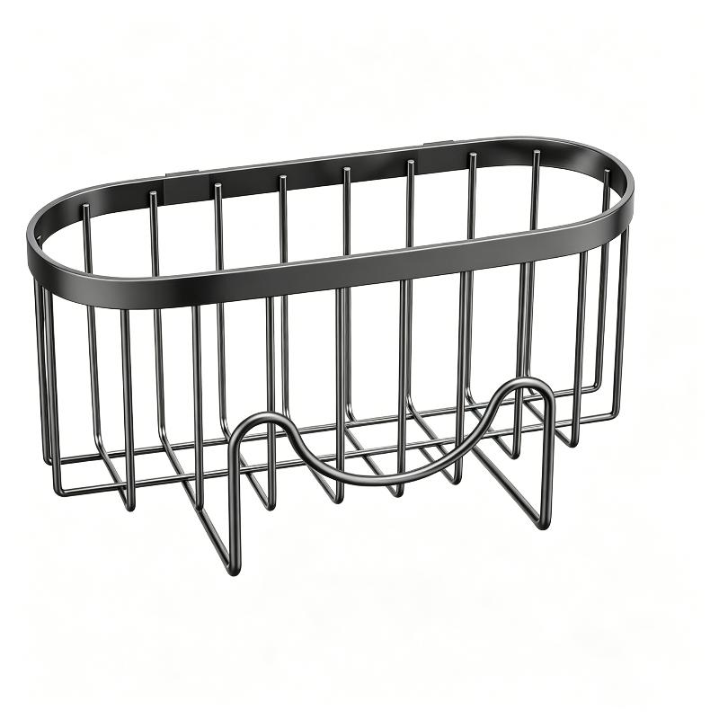 Suction Cup Sponge Storage Rack Hollowed Design with Hook Quick Drying Easy Clean Kitchen Sink Accessory