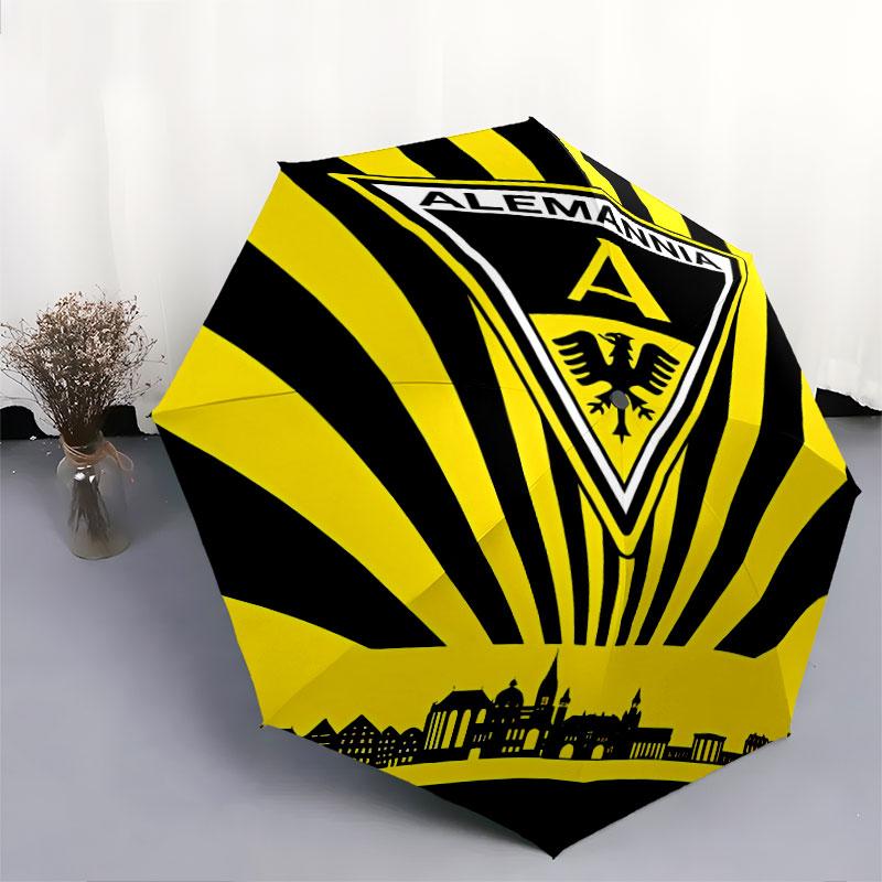 1 PC Automatic Folding Umbrella - Alemannia Aachen Pattern, Portable & Foldable Design with 8 Ribs, Christmas Birthday Gifts