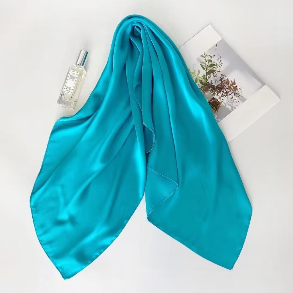 New Solid Colors Neckerchief Hijab Scarf For Women Silk Satin Headband Hair Scarves Female Square Shawls Head Scarfs For Ladies