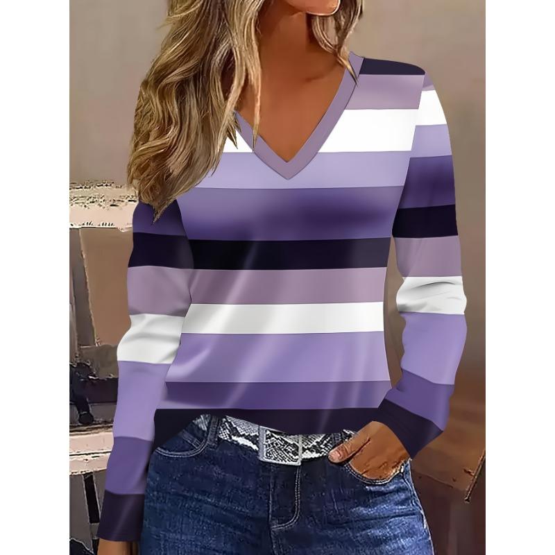 Coded Women's Fashion Women's V-Neck Long Sleeve T-Shirt