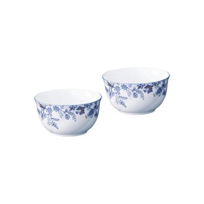 Noritake глубокая миска 11 см с синей отделкой Sorrentino Line, подходит для микроволновой печи, можно мыть в посудомоечной машине, 2 предмета, синий костяной фарфор (Парный набор) 4965Л/П97335