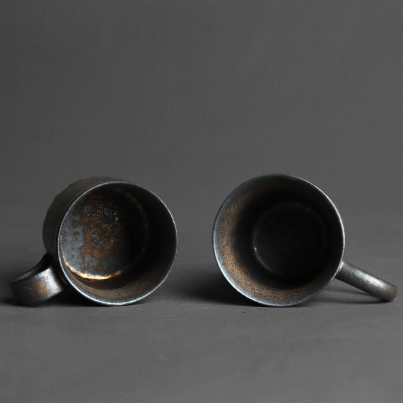 Японская обожженная в печи чашка для чая с черненой золотой ручкой ручной работы в стиле ретро из керамики чашка для кофе с молоком и чая