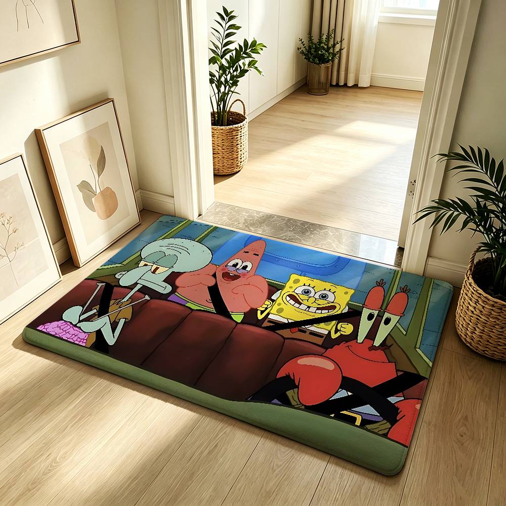 Cute Anime S-Sponge-b-Bobs Carpet Bathroom Anti-slip Mat Door Mat Home Decoration Mat Entrance Door Mat Scratch-resistant Door