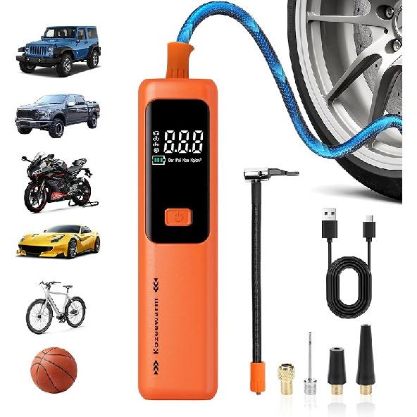 Tire Inflator Portable Air Compressor –Auto Shut-Off, Cordless Rechargeable Digital Car Tire Pump For Car, Motorcycle, Bicycle & Balls