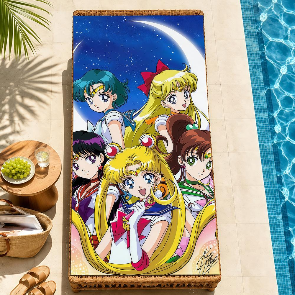 anime cartoon cute S-SailorS M-Moon FK Towel Pool soft Beach Towels Trip swim bath Towel Gym Spa home room Decor Holiday Gift