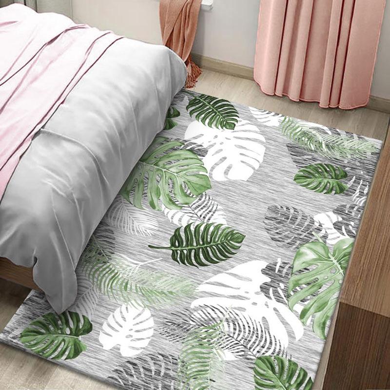 Ковер с принтом тропических листьев, зеленые пальмовые листья и спинка черепахи, ковер из бамбуковых листьев для гостиной, напольный коврик с банановым узором