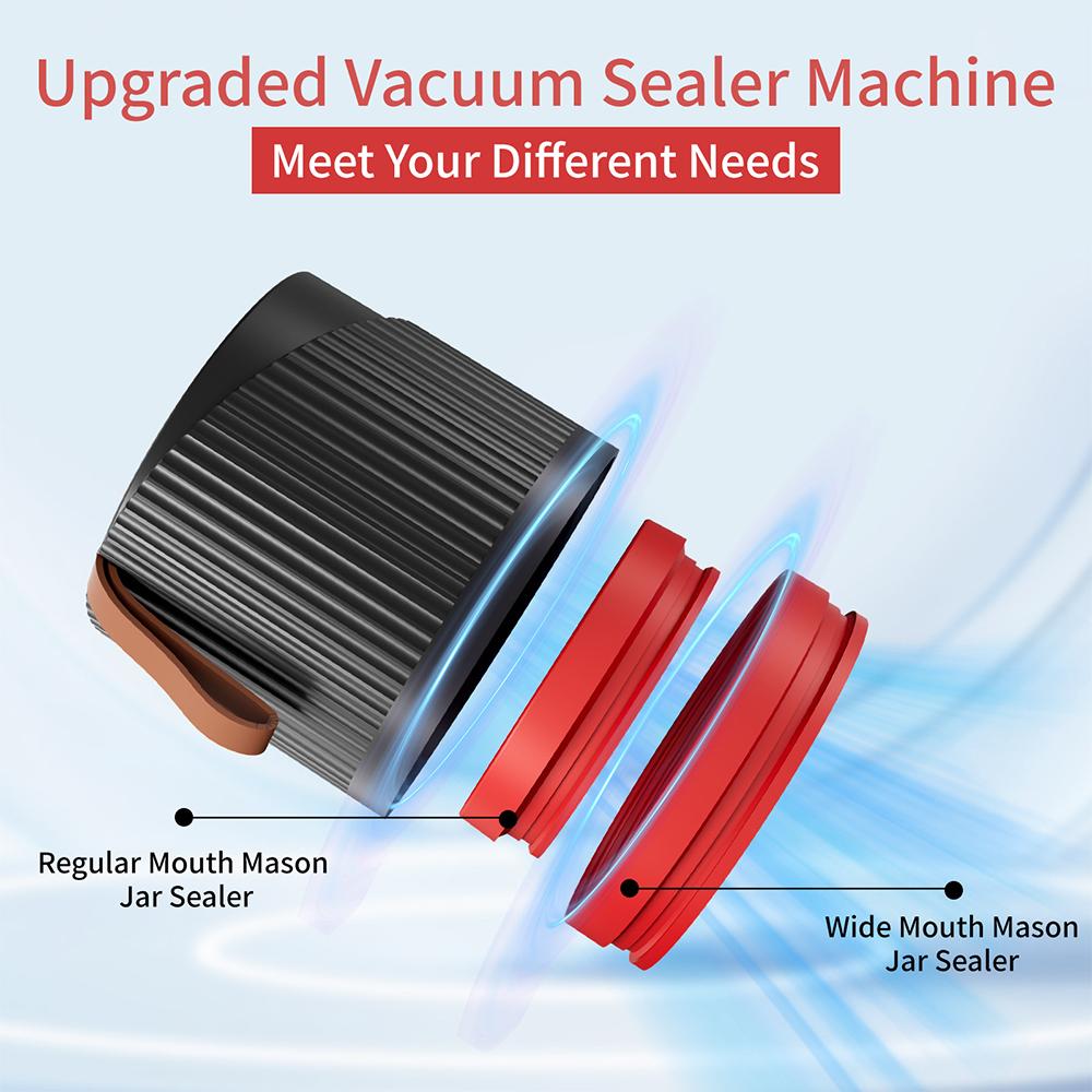 2 в 1 Электрический вакуумный упаковщик для банок Mason с широким и обычным горлом, беспроводной
