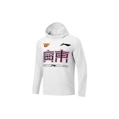Li Ning CBA Series Повседневная спортивная толстовка с капюшоном и длинным рукавом, мужская толстовка, белая ATLT183-2