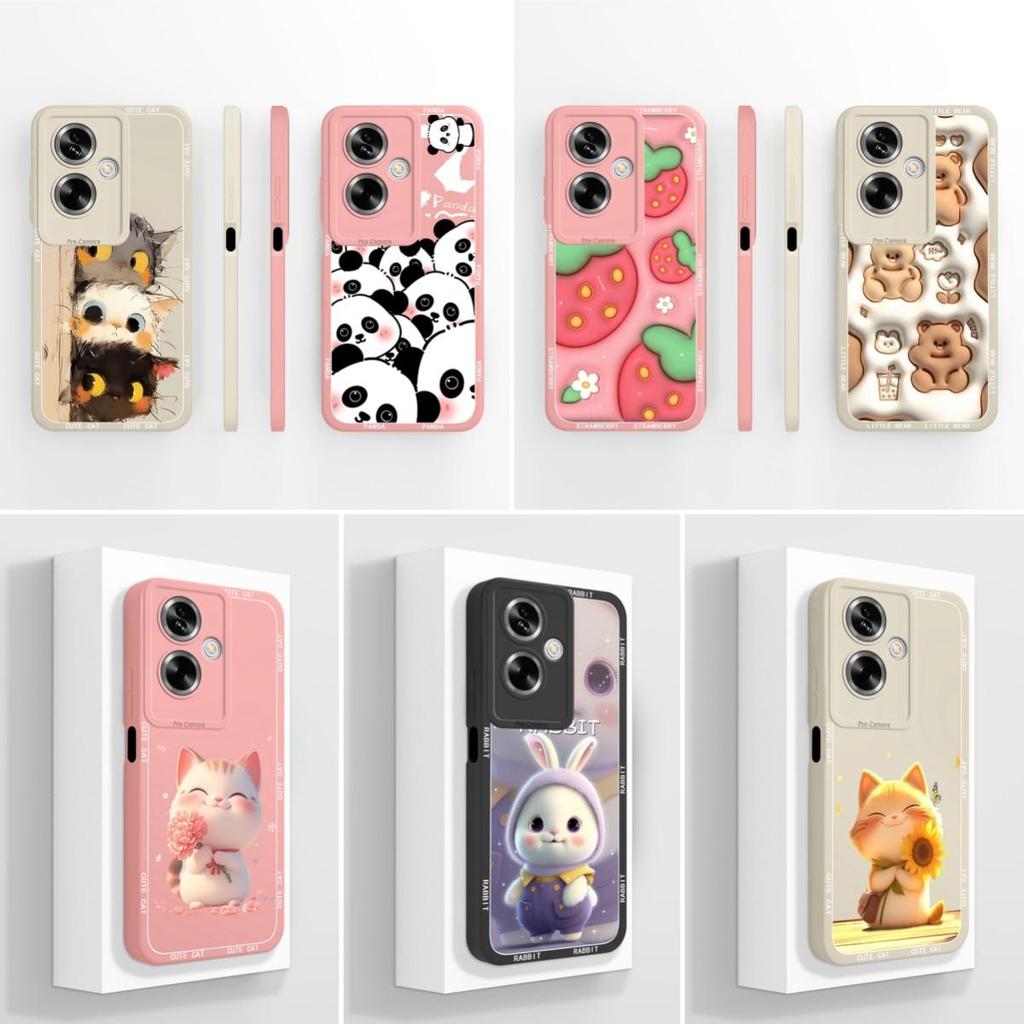 Для OPPO A79 A77 A77s A78 A83 A91 A92 A93 A93s A94 A95 A96 4G 5G чехлы для телефонов прекрасный рисунок панды котенка жидкий силиконовый противоскользящий чехол для OPPO Capa