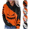 Женские повседневные модные пуловеры с длинными рукавами и принтом на Хэллоуин, толстовки с капюшоном