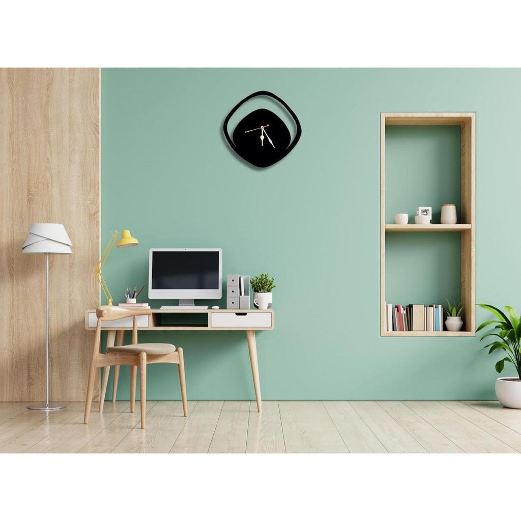 Настенные часы для дома, офиса, гостиной, спальни, детской комнаты и кухни | Большой размер, стильный, новейший домашний декор | (33 X 33 СМ) | Черный цвет (Включенная батарея)