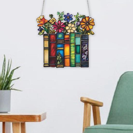 Acrylic Flower Book Hanging Decoration Indoor Outdoor Home Garden Wall Window Hanging Stained