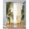 Summer Beach Palm Trees Sheer Curtains for Bedroom Living Room Decoration Window Curtain for Kitchen Tulle Voile Organza Drapes