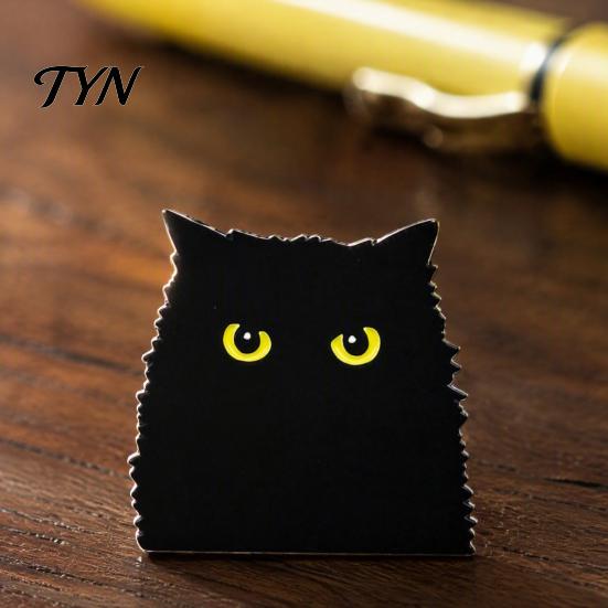 Animal Lapel Pin Cartoon Black Cat Brooch Pin, Enamel for Collars Decorative Pins Men Women, Badge Clothing Bags Scarves Sweaters